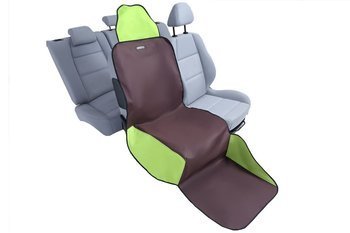 Mata na przedni fotel samochodu Activ z ochroną zagłówka brązowo - zielona