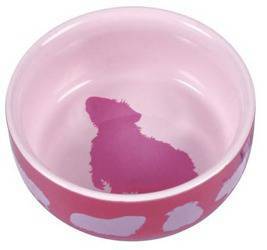 Miska z ceramiki zdobiona nadrukiem świnki morskiej - różowa - 250 ml