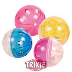 Trixie Piłki plastikowe przezroczyste z grzechotką 5cm 4 sztuki
