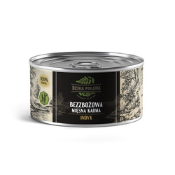 Naturalna bezzbożowa puszka z indykiem dla psa Dzika Polana 100% Indyka 410g