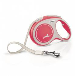 Flexi Smycz automatyczna New Comfort L taśma 5m czerwona