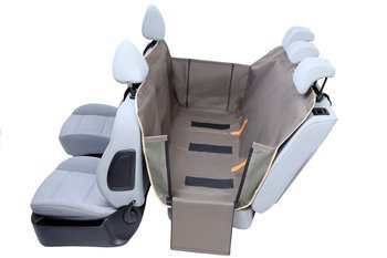 Antypoślizgowy, oliwkowy pokrowiec z bokami na tylną kanapę auta - rozmiar M