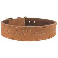 Obroża z grubej skóry dla psa Rustic Heartbeat brązowa