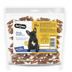 Patyki ze skóry oplecione kaczką dla psa Pałeczki Pausesnack 500g