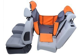 Pokrowiec siedzenie auta Activ Mini na 2/3 tylnej kanapy z bokami i ochroną zagłówków popielato pomarańczowa