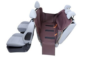 Mata transportowa na tylną kanapę, z ochroną drzwi, w kolorze brązowym - rozmiar S