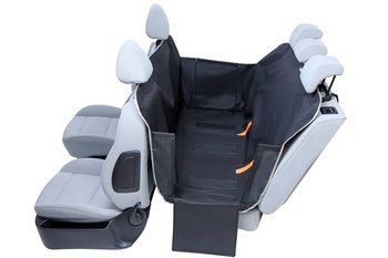 Rozdzielany, czarny pokrowiec na tylną kanapę z ochroną boczną drzwi