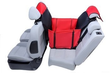 Mata samochodowa Activ Mini na 2/3 tylnej kanapy z bokami i ochroną zagłówków czarno czerwona