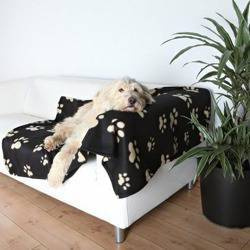 Trixie Koc Barney 150x100cm czarny w beżowe łapki